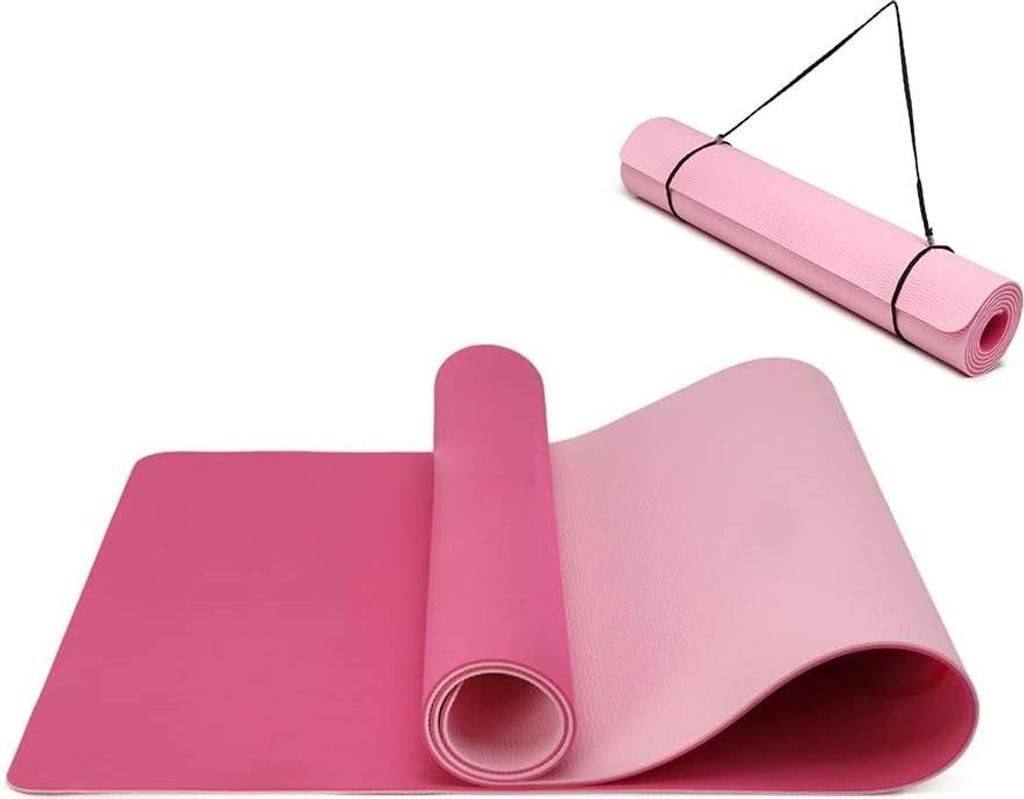 Oak & Tea Yogamatte Rutschfest Fitnessmatte Umweltfreundliche TPE Sportmatte mit Tragegurt Gymnastikmatte für Pilates Yoga Workout 183 x 61 0.6 cm