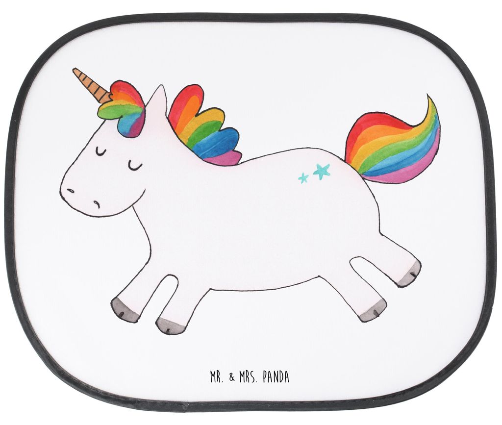 Mr. & Mrs. Panda Sonnenblende Auto Einhorn Happy - Weiß - Geschenk, Unicorn, Einhörner, Lebensfreude, Sonnenschutz, Lächeln, Fürs, hitzeschutz,...