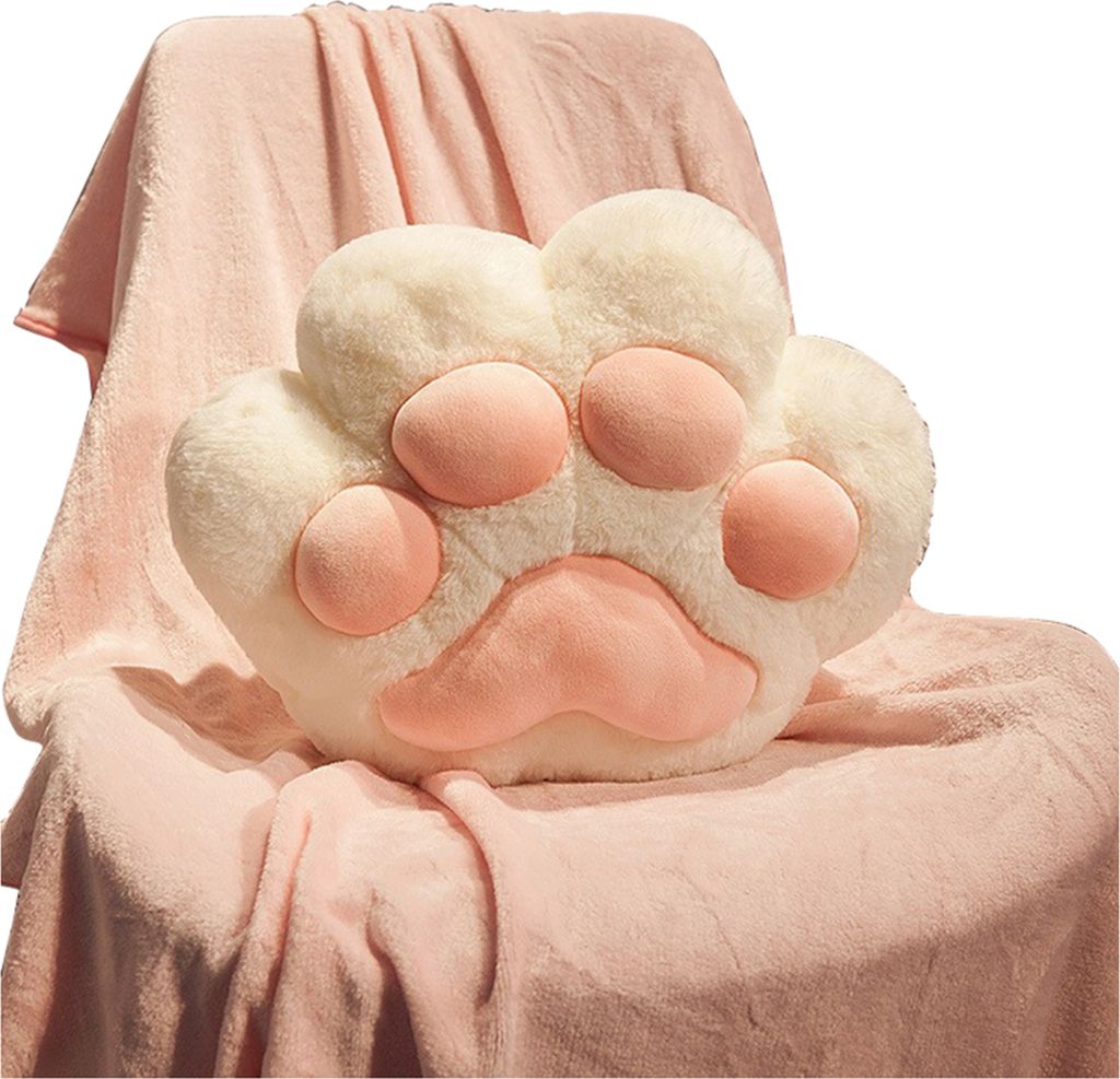 Katzenpfoten-Kissen, Steppdecke, 3-in-1-Design, Handwärmer, dickes Plüsch, Couch-Sofa-Dekorationskissen, Winterdecke für Reisen und Heimdekoration