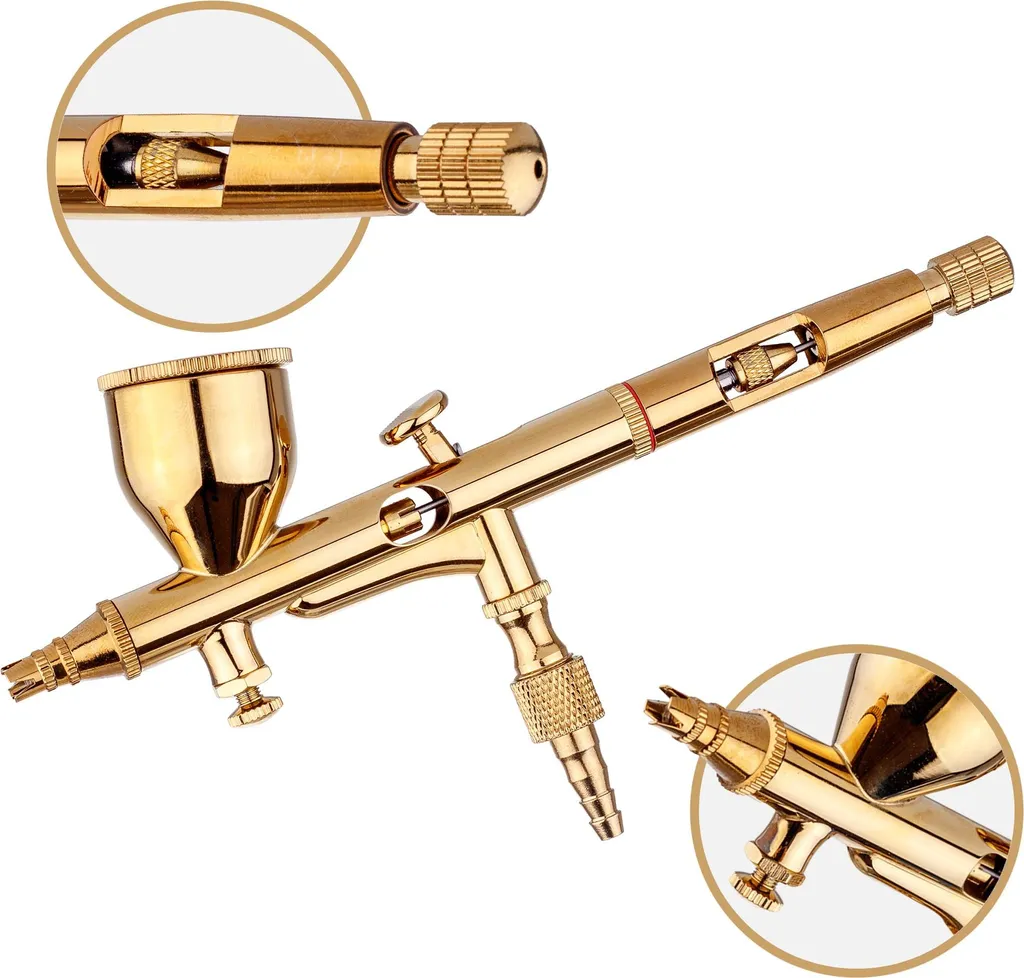 AB-180M Aerografo 0.2mm Gold | Kit Professionale per Detail Painting