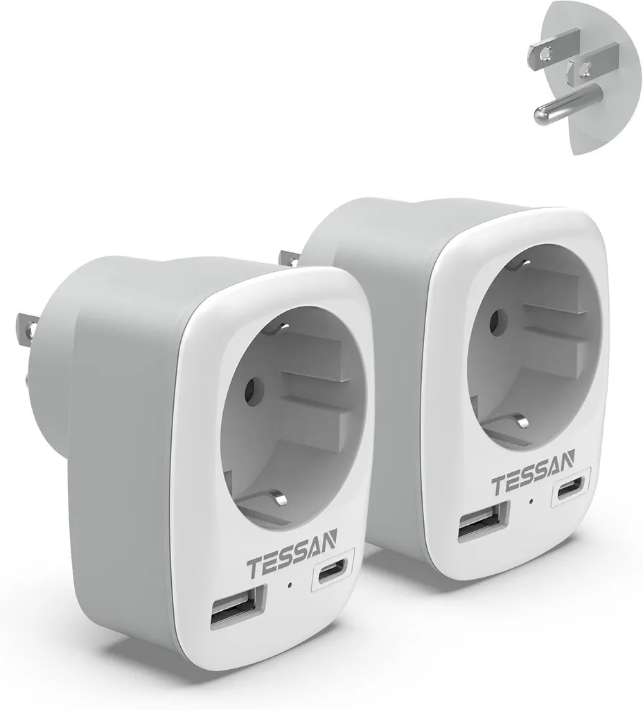 Adaptateur voyage États-Unis pour iPhone et Samsung avec 2 USB - TESSAN
