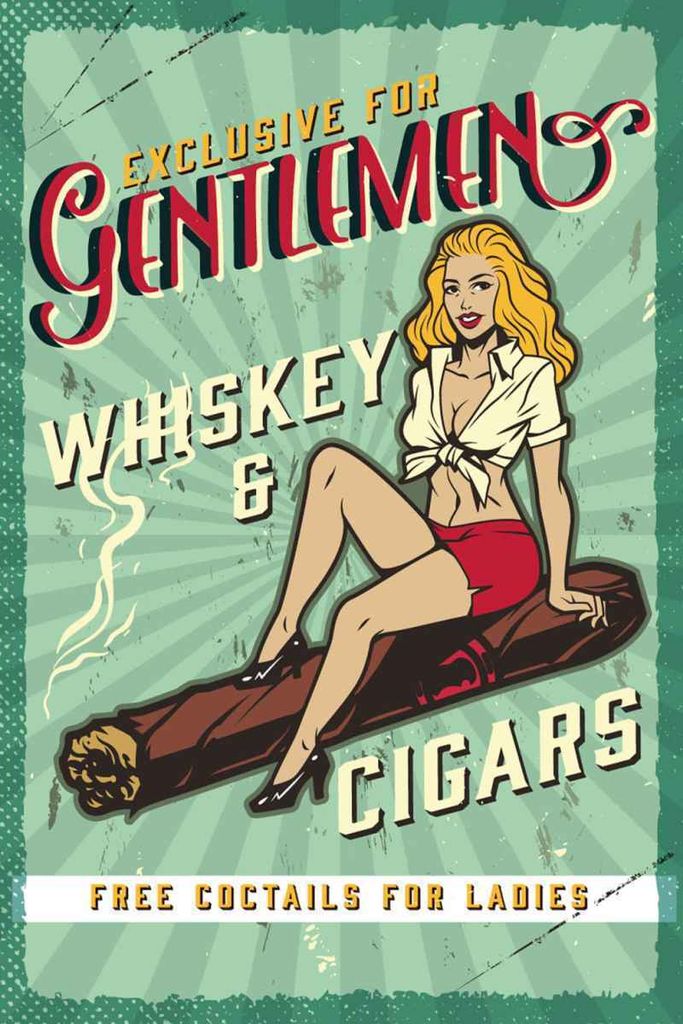vianmo Holzschild 30x20 cm Pinup Exlusive Gentleman Whiskey