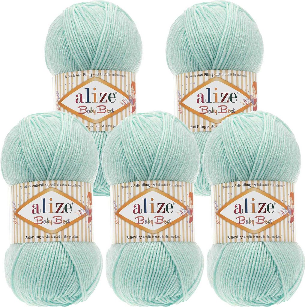 5 x 100g Strickgarn ALIZE Baby Best uni Babywolle Wolle Antipilling 44 Farben