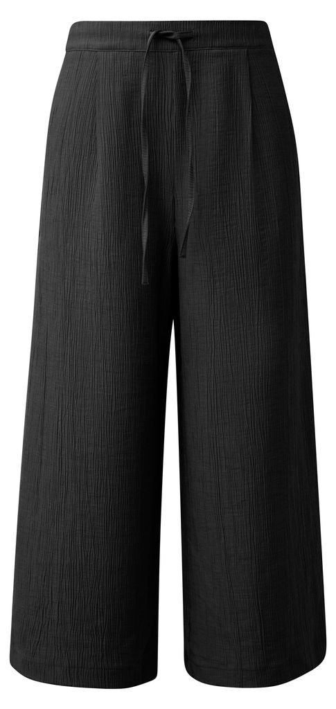 s.Oliver Culotte Hose Wide Leg aus luftigem Crêpe-Stoff mit elastischem Bund, Bundfalte, Schnürdetails und Eingrifftaschen
