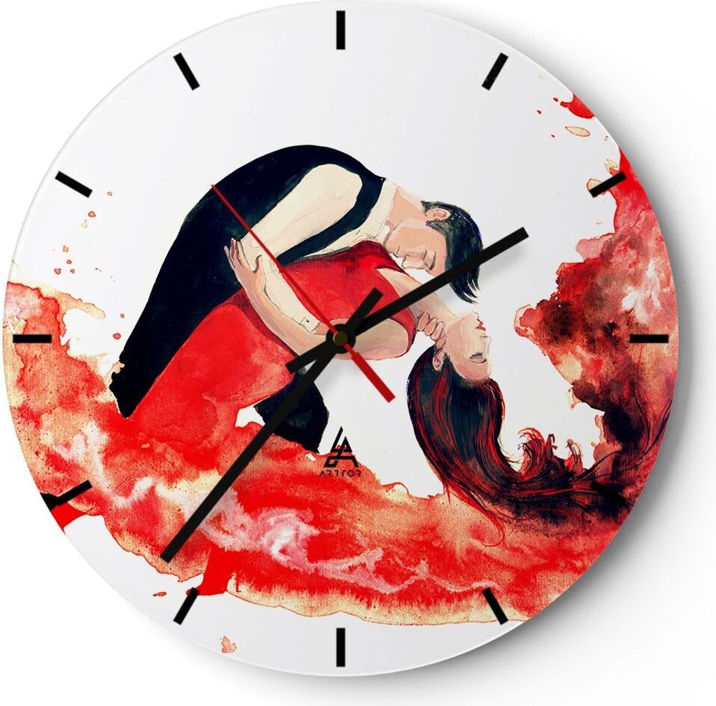 Wanduhr - Rund - Glasuhr - Tanz Clubbing Aktivitäten Mädchen - 40x40cm - Schleichendes Uhrwerk - Lautlos - zum Aufhängen bereit - Dekoration Mod...
