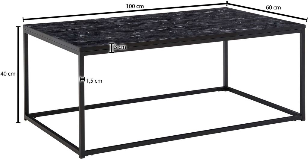 FineBuy tavolino 100x60x40 cm con aspetto marmo | Tavolo da Immagine del prodotto 