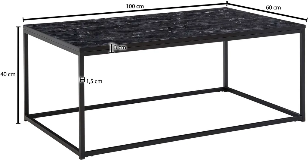 Table Basse Stable 100x60 cm avec Plateau Nettoyage Facile Marbre