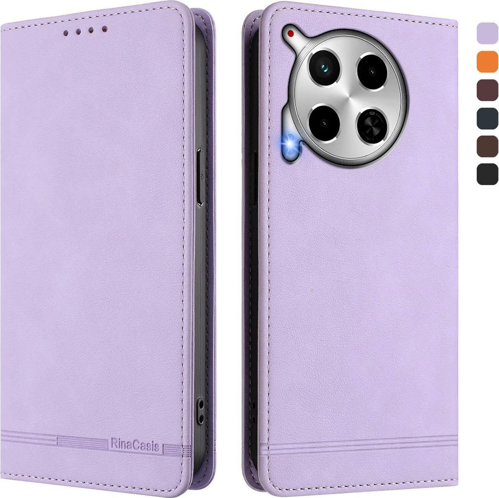 Hülle für Tecno Camon 30 4G/Camon 30 5G, Retro Kunstleder Ständer Klapphülle mit Kartenfächer und Magnetische Violett