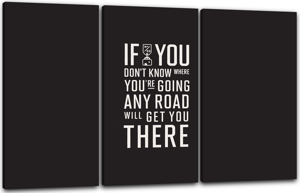 Leinwandbild 3-teilig (120x80cm): Cooler Spruch, lässig, alles führ zum Ziel, Quotes Inspiration Motivation, echter Holz-Keilrahmen inkl. Aufhän...