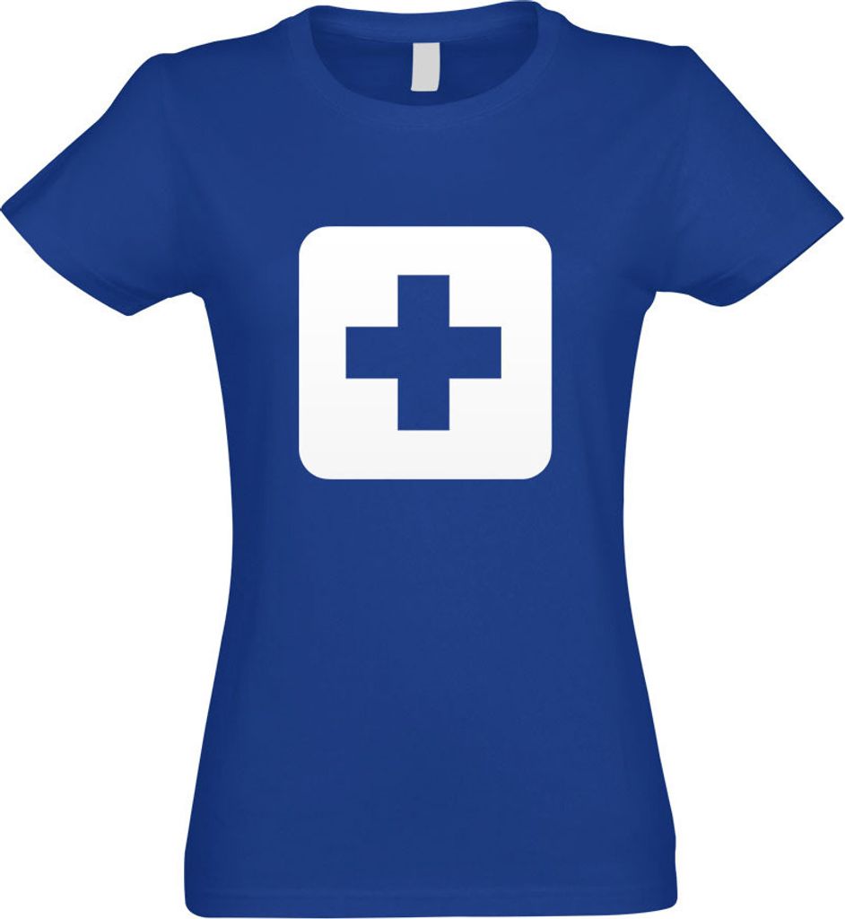 Kiwistar - T-Shirt tailliert - Damen - royal - Erste Hilfe Stelle Piktogramme - mit Motiv Bedruckt - Funshirt Design - Sport - Freizeit - Damen - XXL