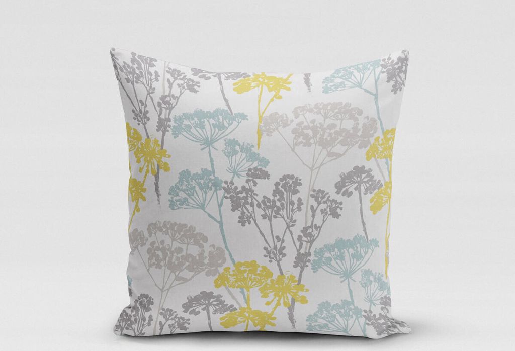 SCHÖNER LEBEN. Kissenhülle Blumen Gräser Mineral blau grün grau Größe 60x60cm (HxB) 60x60cm (HxB) Größe