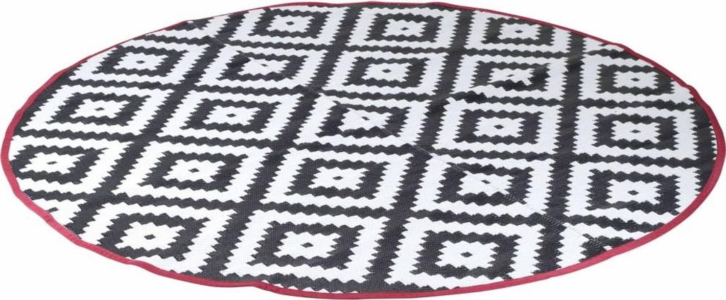 Bo-Camp Outdoor-Teppich Chill mat Falconwood 2 m Rund Schwarz und Weiß