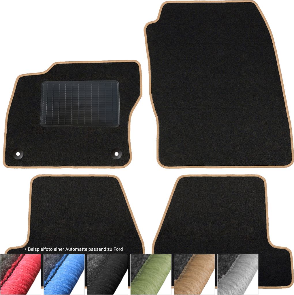moto-MOLTICO Fußmatten Auto Velours Autoteppiche Schwarz Automatten Set 4-teilig passend für Ford Fiesta IV 1998-2000 (Beige - Ziernähte)