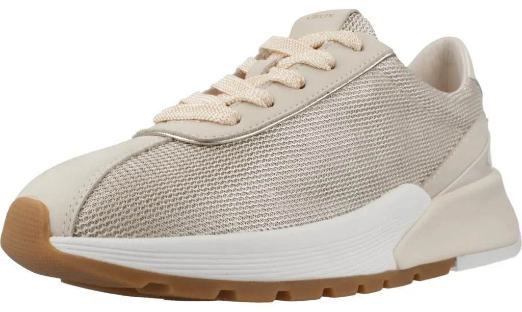 Geox D Metropoli Beige - Baskets en Cuir Respirantes pour Femme Confort