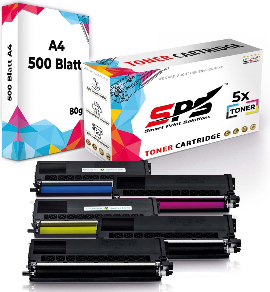 5x Toner TN-325BK TN-325C TN-325Y TN-325M kompatibel für Brother MFC-9970CDW + DIN A4 Druckerpapier 500 Blatt