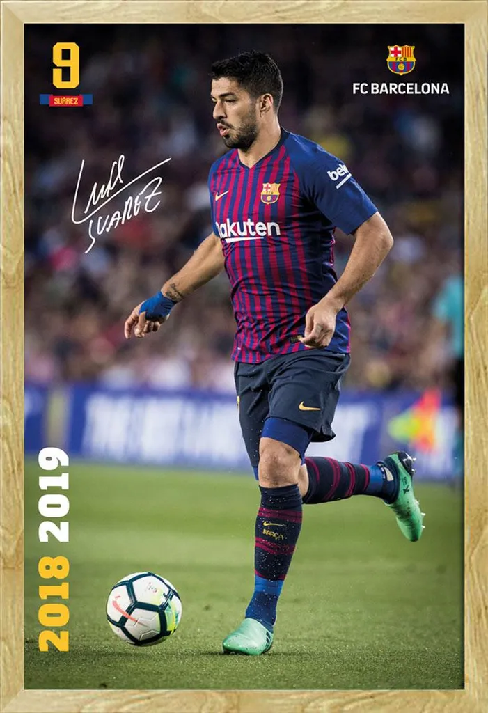 Affiche Luis Suarez FC Barcelone 18/19 Cadre Shinsuke MDF Vitre Acrylique