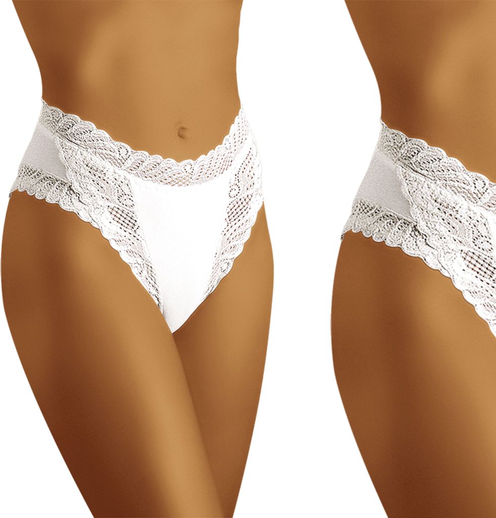 Wolbar ABRA Damen Slip Panty Spitze Mikrofaser, Farbe: Weiß, Große: L