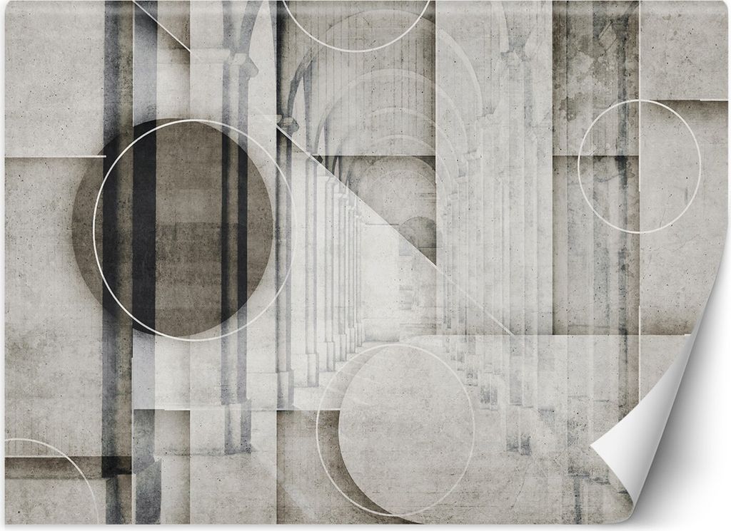 Vlies fototapete 3D Tunnel Kreise Formen 350x245 cm Feeby Beige inkl. Kleber einfache Montage