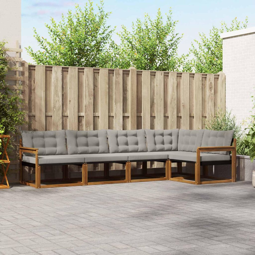 (Robust Möbel)Outdoor-Sofagarnitur - CLORIS - Balkonmöbe/Sitzgruppe - mit Kissen 5 pcs - Moderne Design - Natürlich und Hellgrau - Gartensof...