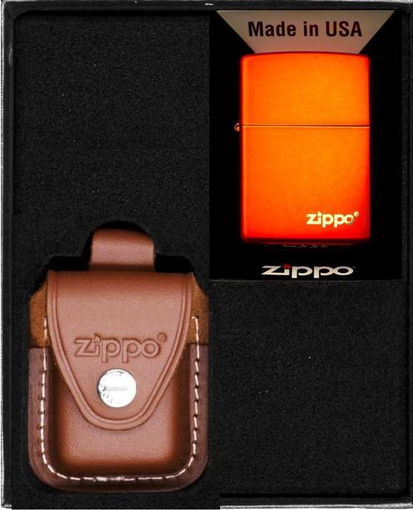 ZIPPO Feuerzeug ROT MATT LOGO GELASERT Geschenkset Nr. 2