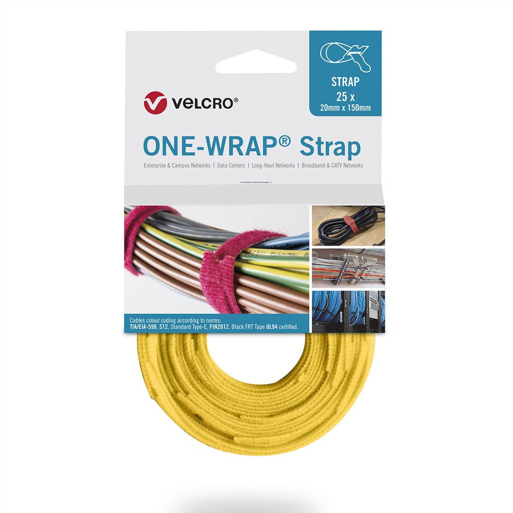 VELCRO One Wrap Strap 20mm x 230mm, 25 Stück, gelb