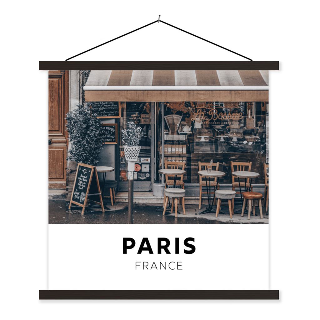 MuchoWow Textilposter Paris - Frankreich - Cafe 40x40 cm mit schwarzem Rahmen - Fotos