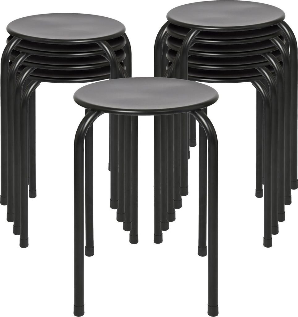 Harbour Housewares Stapelhocker aus Metall – Mattschwarz – Produktbild 