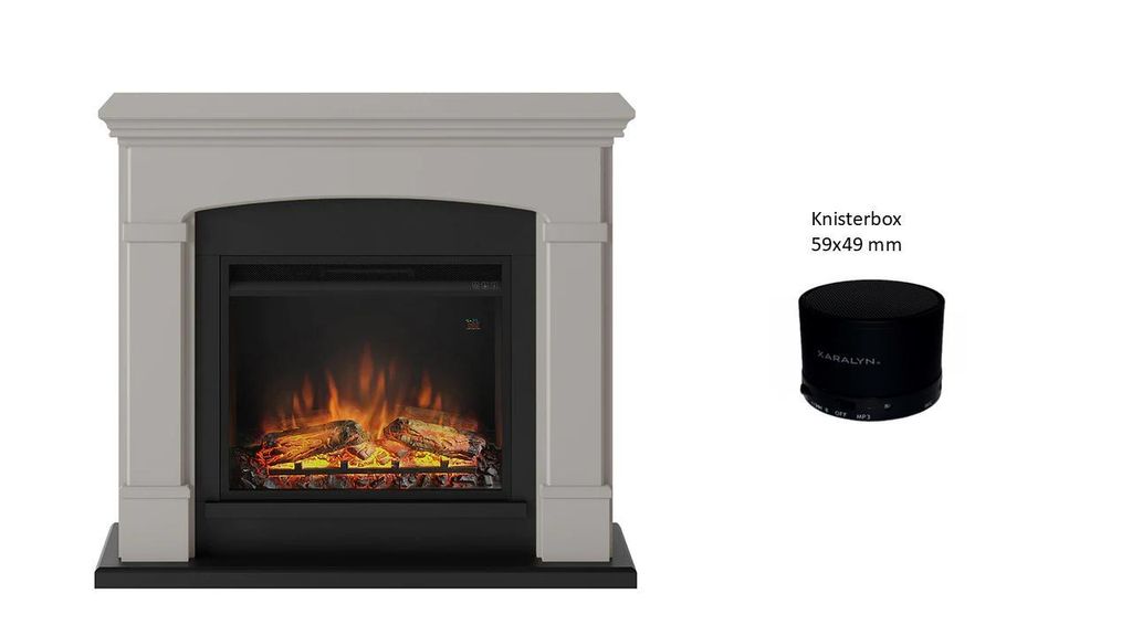 TAGU Helmi Elektrokamin mit 23 Zoll LED Powerflame Deko u Heizkamin light beige incl. Soundmodul Knistereffekt.