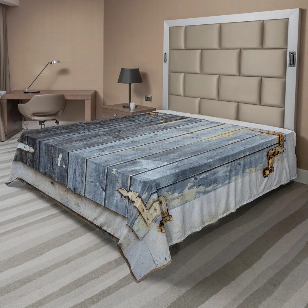 Drap de Lit Décoratif Gris pour Ambiance Rustique et Cosy 266x260 cm