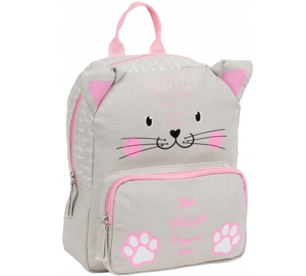 Sac à dos pour jardin d'enfants en toile motif chaton mignon - 1 pièce