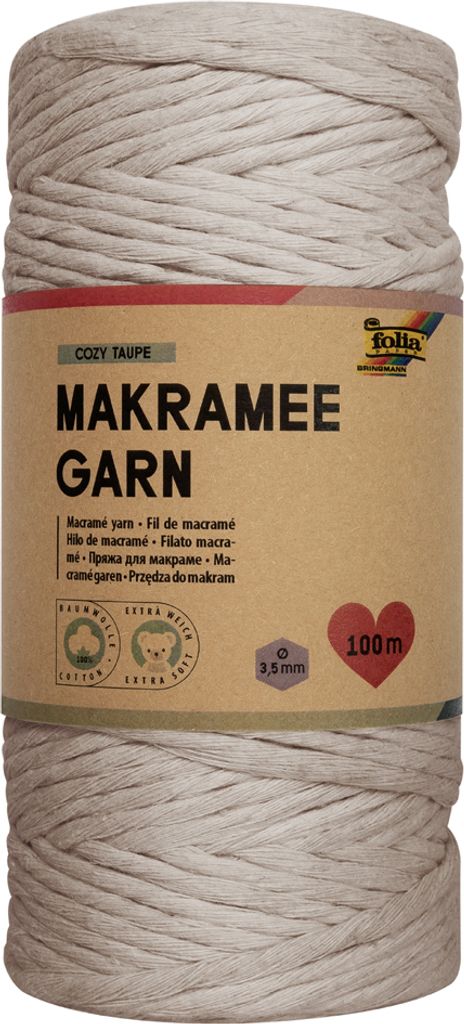 folia Makramee-Garn COZY TAUPE Länge: 100 m
