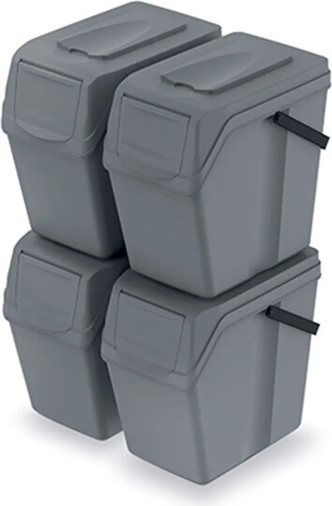 Set de Tri Sélectif 4x25L Sortibox II Anthracite Stone - Design Modulable - 15