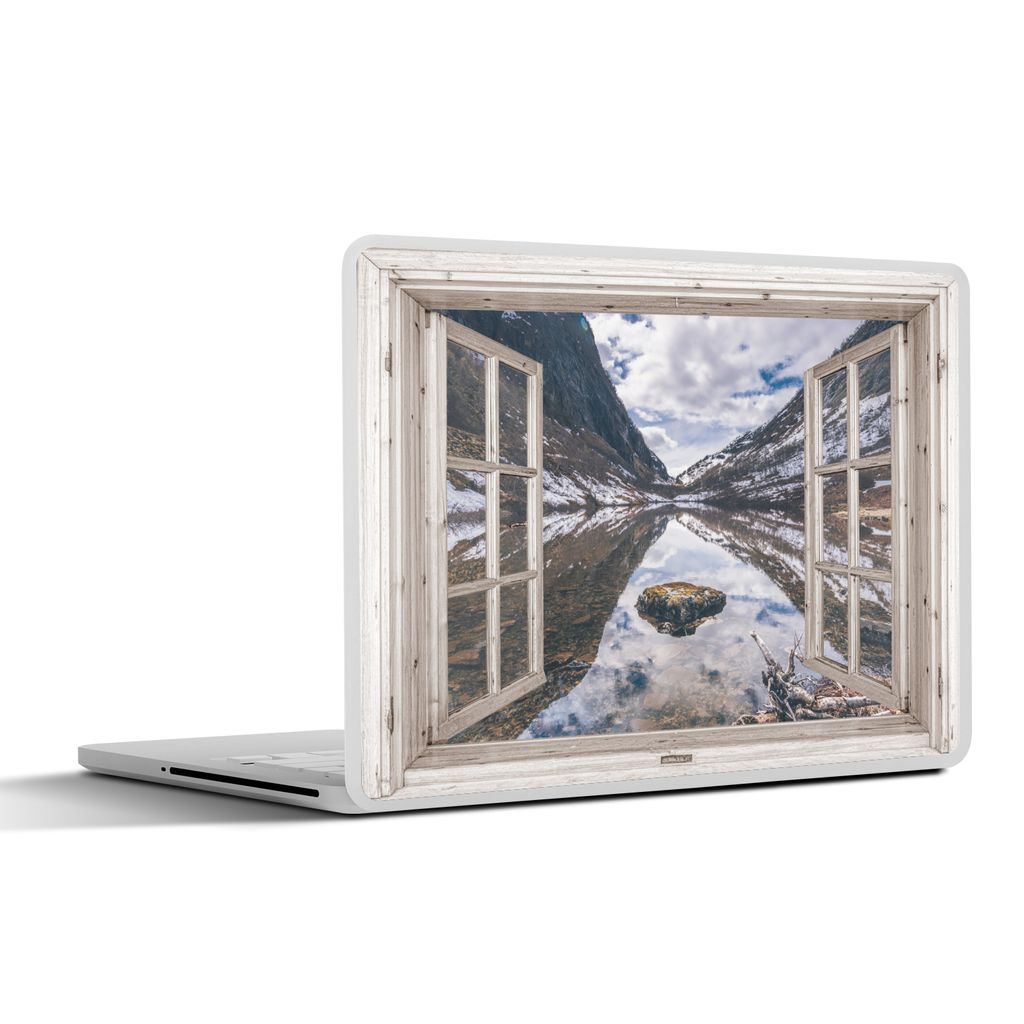 MuchoWow Laptop Aufkleber Sticker Cover Durchblick - Berge - Stein 30x21 cm - Sticker für Laptop - Selbstklebend