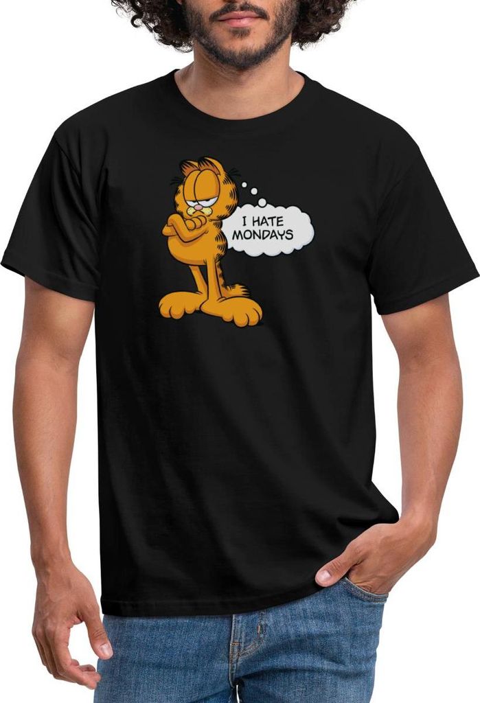 Spreadshirt Garfield Ich Hasse Montage Mondays Montag Männer T-Shirt, 3XL, Schwarz