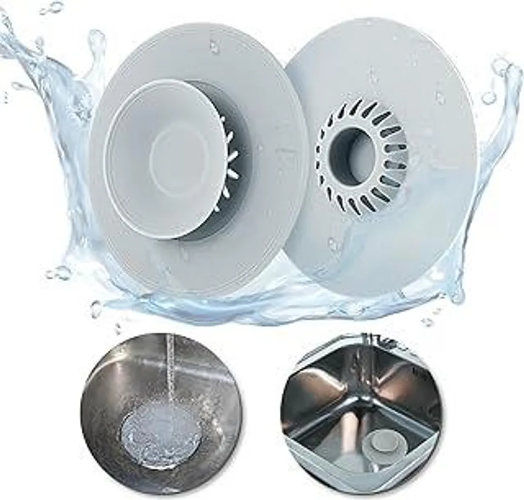 2 Tappi Vasca con Filtro Capelli - Silicone Universale Anti-odore - 1