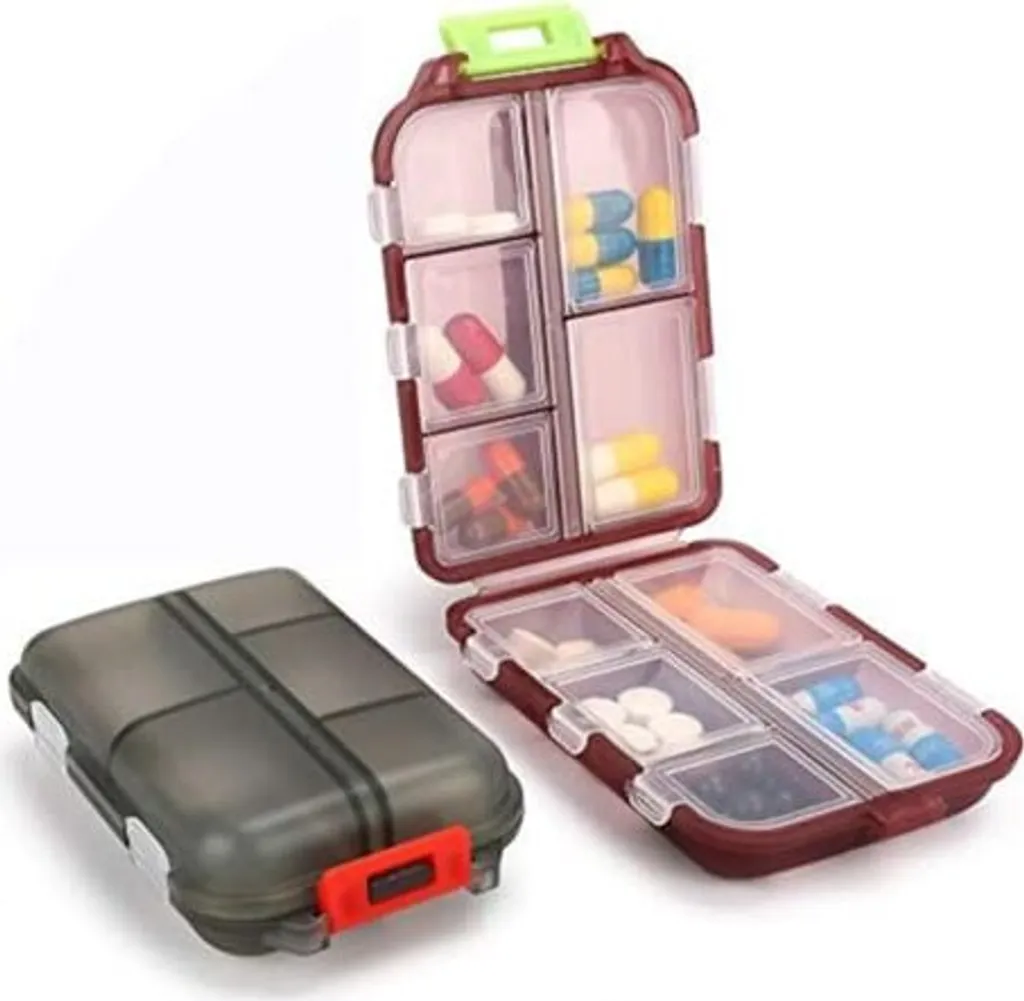 Set 2 Organizer Pillole 7 Giorni: Portapillole Portatile 10 Comparti