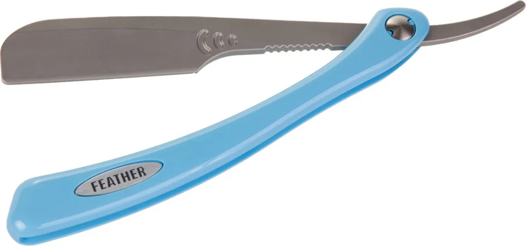 Rasoir de Sécurité Shavette Professionnel Manche Bleu Feather AC