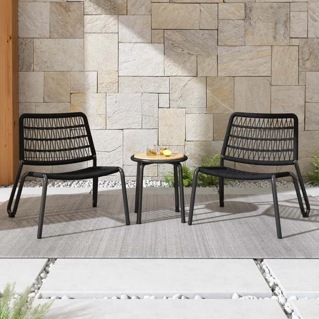 Mobilier de terrasse 3 pièces pour petit balcon - Set bistrot noir chic
