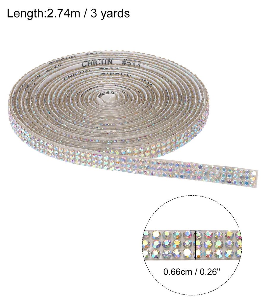 Strassband Selbstklebend Kristall Strassstreifen 3 Yard Bling Strassband Rolle 3 Reihen fš¹r DIY Basteln Hochzeit Kleidung N?gel Dekoration, Silb...