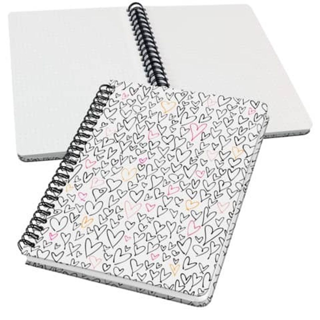SIGEL JN620 Spiral-Notizbuch Jolie - Wild Hearts - punktkariert (Dot-Lineatur) - 100 g/m² - ca. A5 - schwarz, pink, orange - Hardcover - 120 S. -
