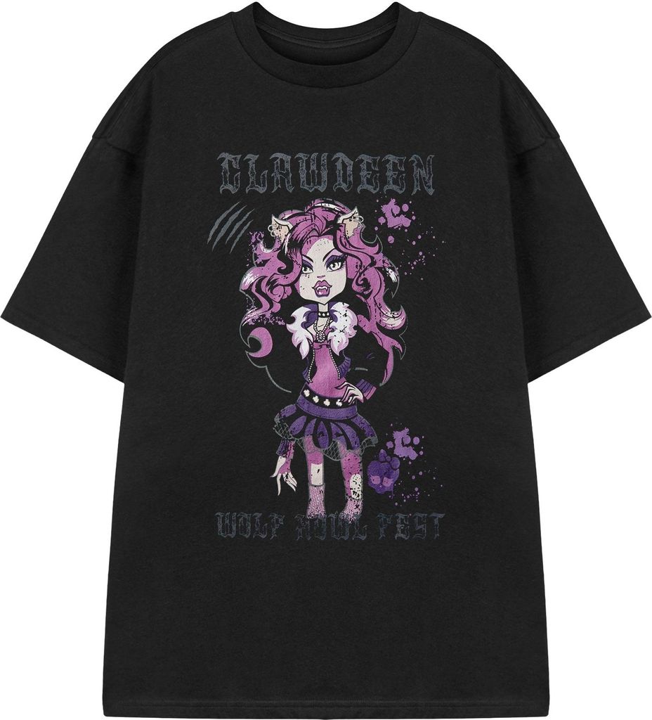 Monster High - "Howl Feet" T-Shirt für Damen kurzärmlig NS8525 (L) (Schwarz)