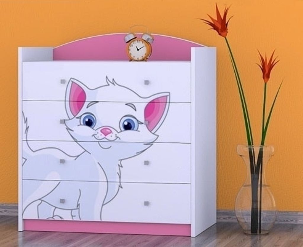 Happy Babies Kommode mit 4 Schubladen, Kommode für Kinderzimmer, 88x96x44