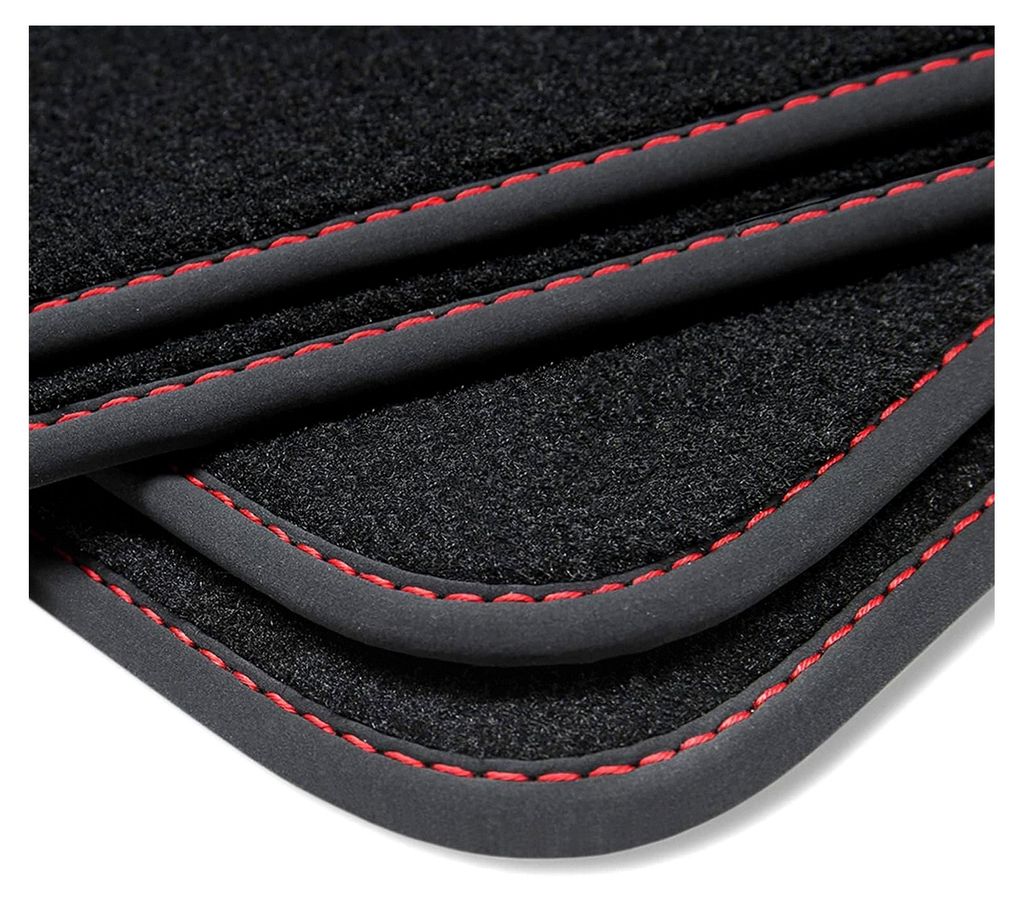 Velours Fußmatten für Mini 3 3-Türer F56 2014- Trittschutz Fahrermatte, Naht: Rot