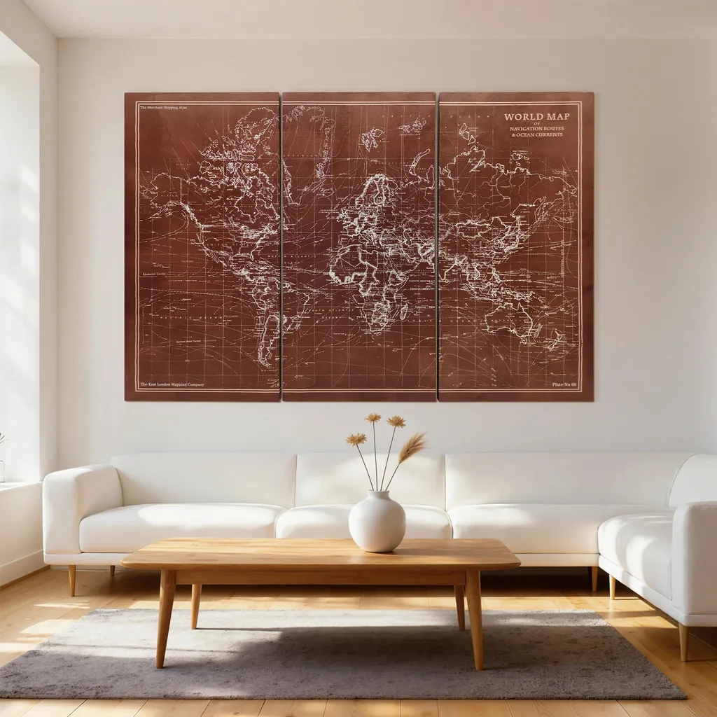 Tableau Triptyque Décoratif Nature Morte - Toile Murale Marron 120x60 cm