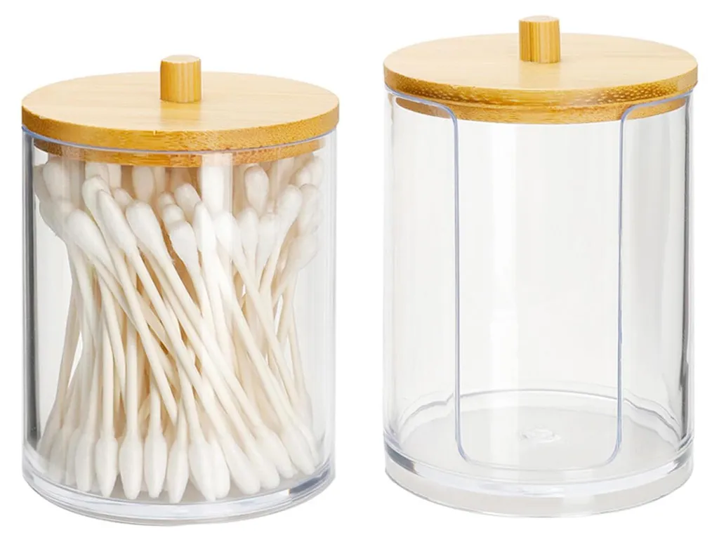 Organiseur de maquillage transparent et distributeur de coton chic
