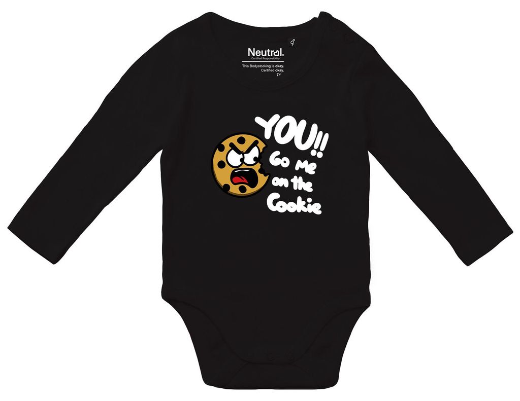 Huuraa Baby Body You go me on the Cookie Keks 80 Black Baumwolle Fairtrade Langarmbody Geschenkidee