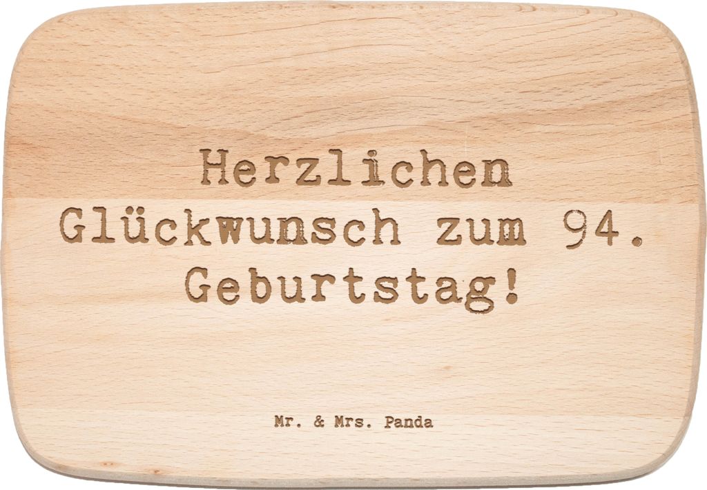 Mr. & Mrs. Panda Schneidebrett Holz Spruch 94. Geburtstag - Transparent - Geschenk, Holzbrettchen, Frühstücksbrett, Happy Birthday, Gesundheit, A...
