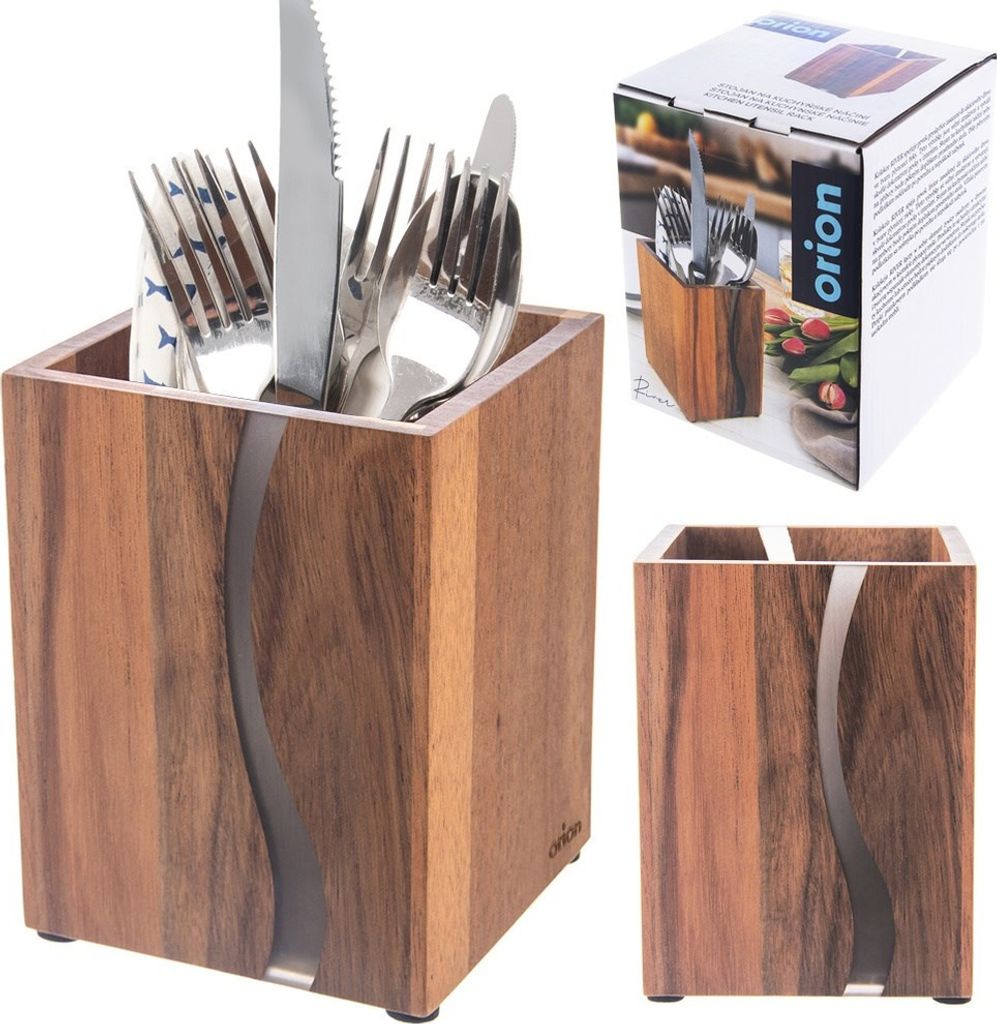 Orion Küchenutensilienhalter Besteckhalter Besteckständer Besteckkasten aus Holz RIVER