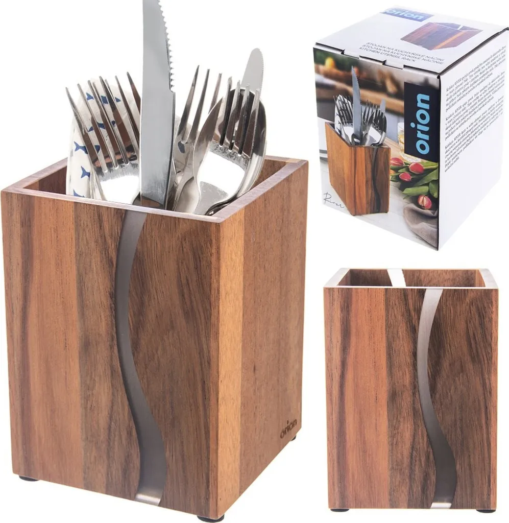 Supporto Utensili Cucina Orion River | Portaposate Acacia Idrorepellente