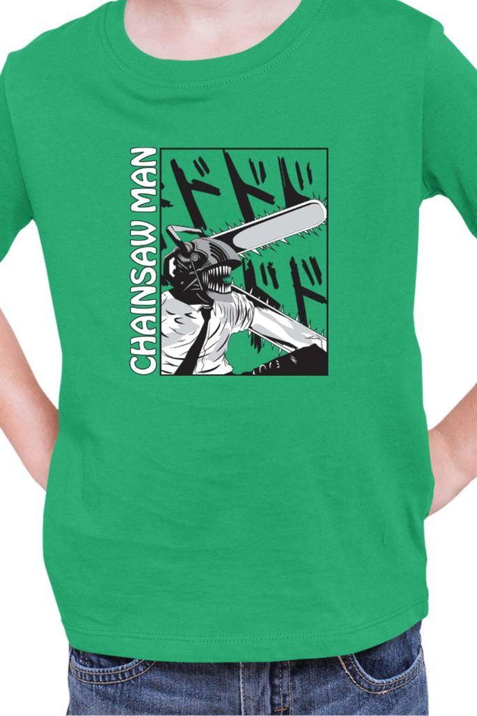 Kinder T-Shirt Manga Japan Anime Comics Animation Chainsaw Anime manga Man 03, 5-6 Jahr - 116 / Grün